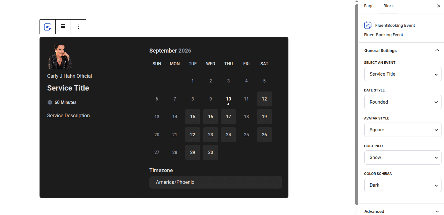 Adding a Fluent Booking appointment calendar to a WordPress page