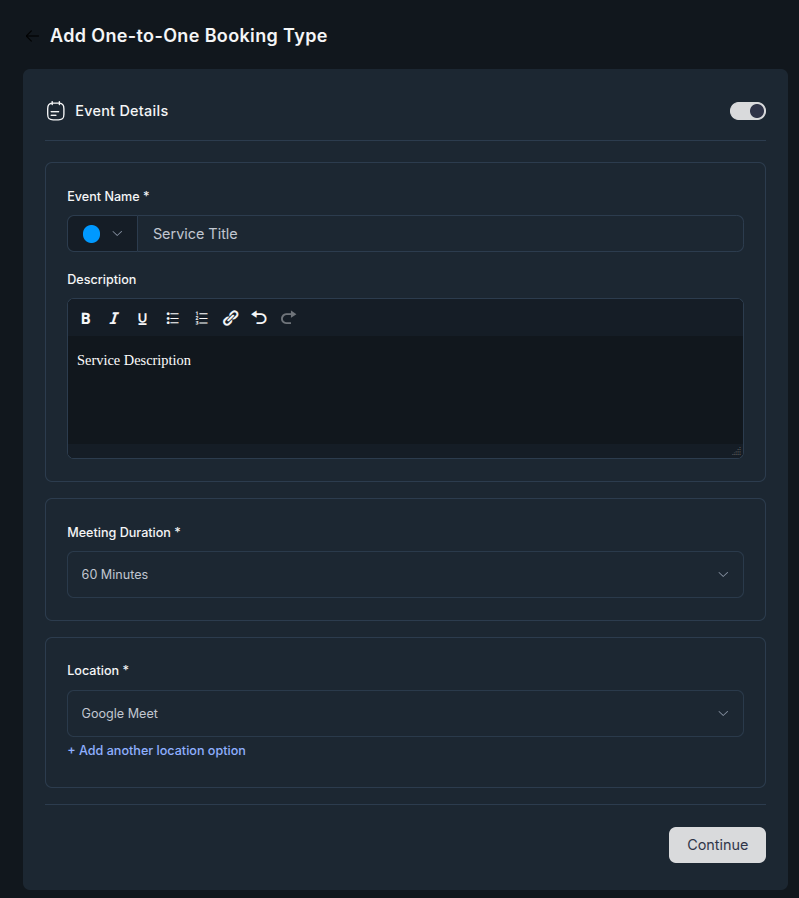 create fluent booking appointment