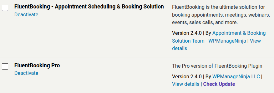 install fluent booking